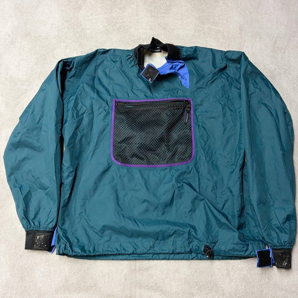 Vintage Patagonia Paddling Jacket Spray Top Pullover Teal Kayak Mens M